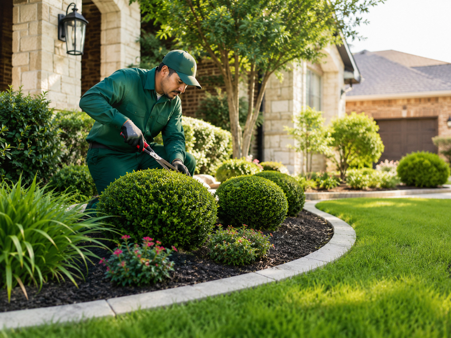 Shrub trimming from Green Team Lawn Care